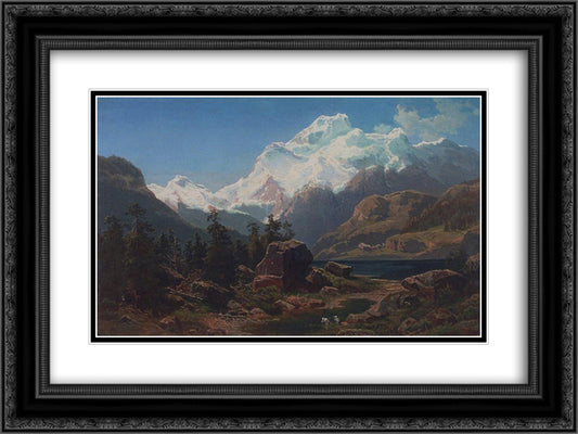 Swiss form 24x18 Black Ornate Wood Framed Art Print Poster with Double Matting by Savrasov, Aleksey