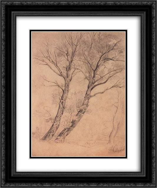 Trees 20x24 Black Ornate Wood Framed Art Print Poster with Double Matting by Savrasov, Aleksey