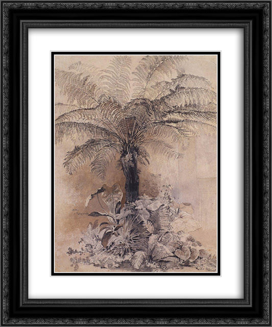 Tropical plants 20x24 Black Ornate Wood Framed Art Print Poster with Double Matting by Savrasov, Aleksey