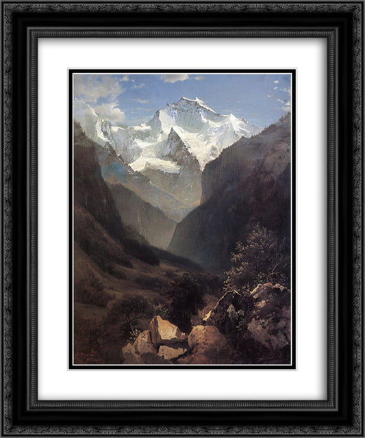 Type in the Swiss Alps (Mount Small Ruhen) 20x24 Black Ornate Wood Framed Art Print Poster with Double Matting by Savrasov, Aleksey