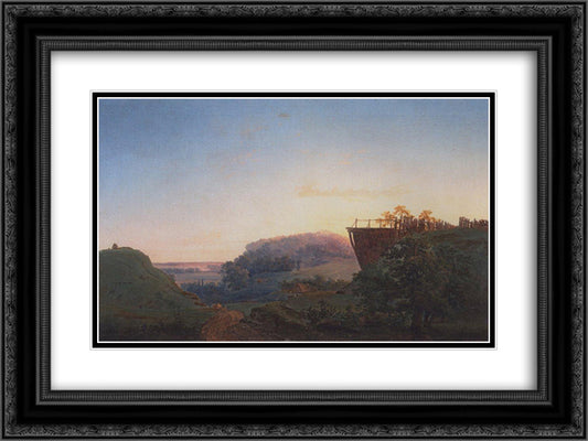 Ukrainian landscape 24x18 Black Ornate Wood Framed Art Print Poster with Double Matting by Savrasov, Aleksey