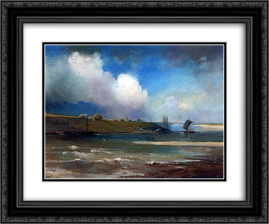 View of Volga near Yurievts 24x20 Black Ornate Wood Framed Art Print Poster with Double Matting by Savrasov, Aleksey