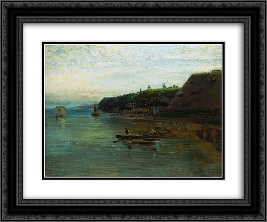Volga near Gorodets 24x20 Black Ornate Wood Framed Art Print Poster with Double Matting by Savrasov, Aleksey