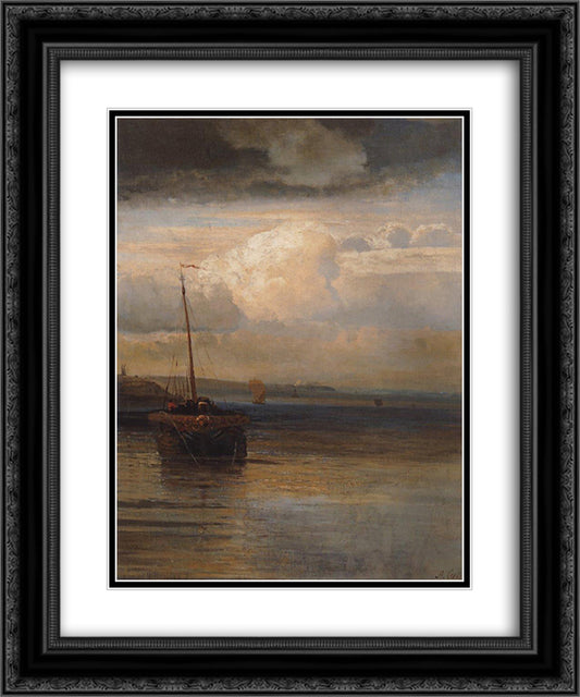 Volga. Landscape 20x24 Black Ornate Wood Framed Art Print Poster with Double Matting by Savrasov, Aleksey