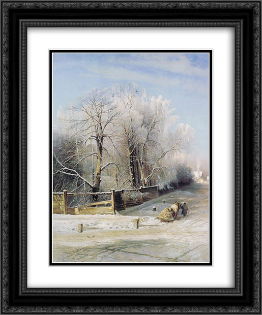 Winter landscape. Moscow 20x24 Black Ornate Wood Framed Art Print Poster with Double Matting by Savrasov, Aleksey