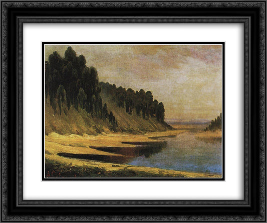 Wooded banks of the Moskva River 24x20 Black Ornate Wood Framed Art Print Poster with Double Matting by Savrasov, Aleksey