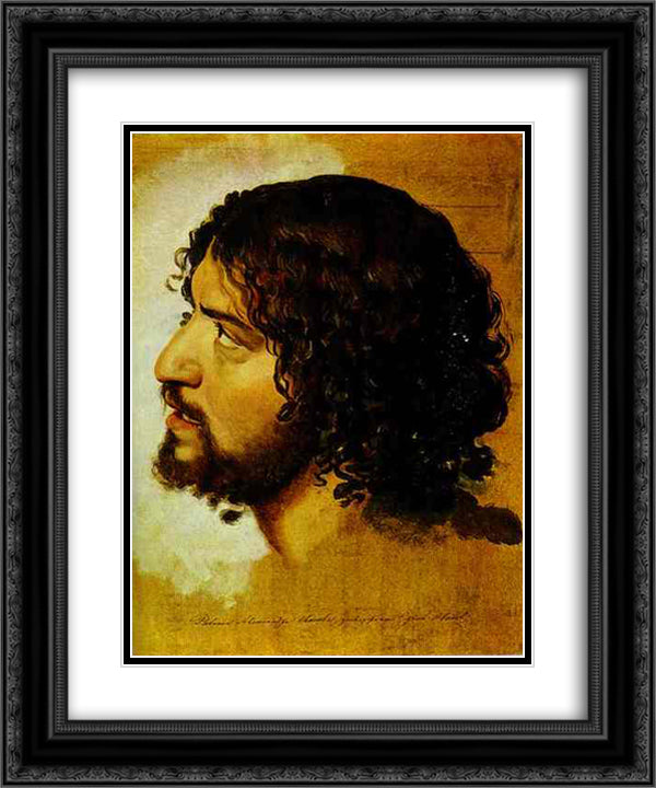 A Head of a Young Man 20x24 Black Ornate Wood Framed Art Print Poster with Double Matting by Ivanov, Alexander