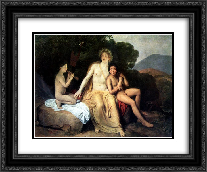 Apollo, Hyacinthus and Cyparis singing and playing 24x20 Black Ornate Wood Framed Art Print Poster with Double Matting by Ivanov, Alexander