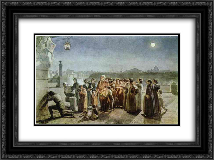 Ave Maria 24x18 Black Ornate Wood Framed Art Print Poster with Double Matting by Ivanov, Alexander