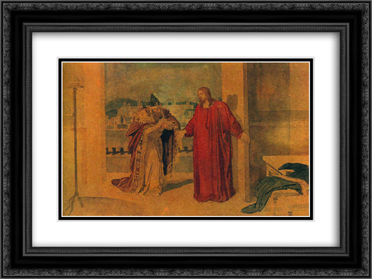 Jesus and Nicodemus 24x18 Black Ornate Wood Framed Art Print Poster with Double Matting by Ivanov, Alexander