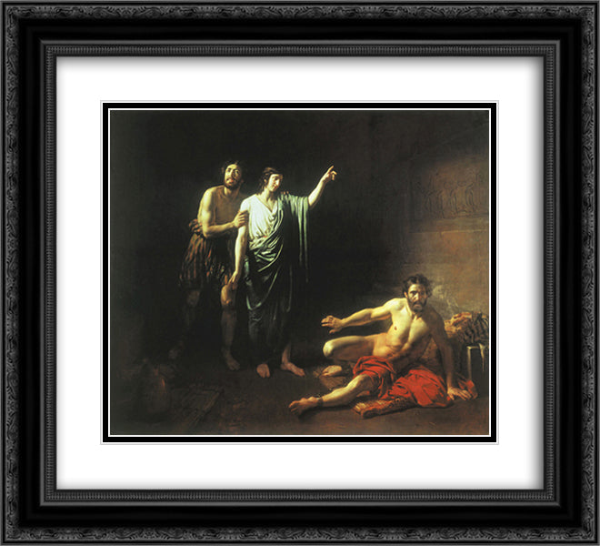 Joseph interpreting dreams to butler and baker, concluded with him in prison 22x20 Black Ornate Wood Framed Art Print Poster with Double Matting by Ivanov, Alexander