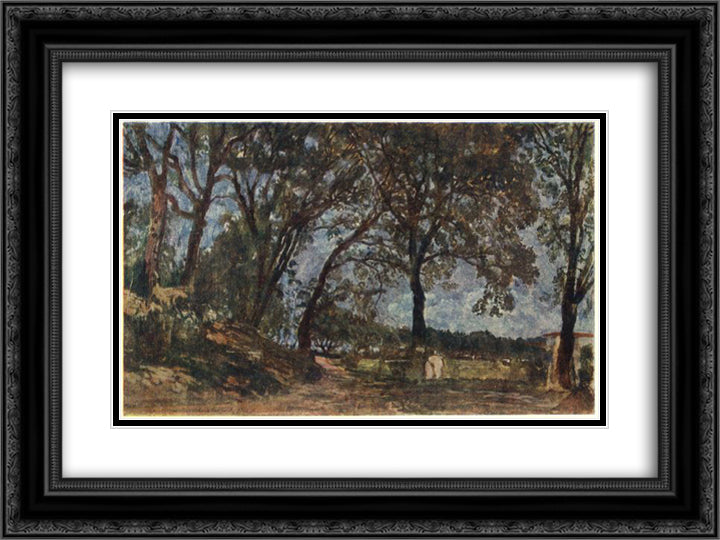 Landscape in Albano 24x18 Black Ornate Wood Framed Art Print Poster with Double Matting by Ivanov, Alexander