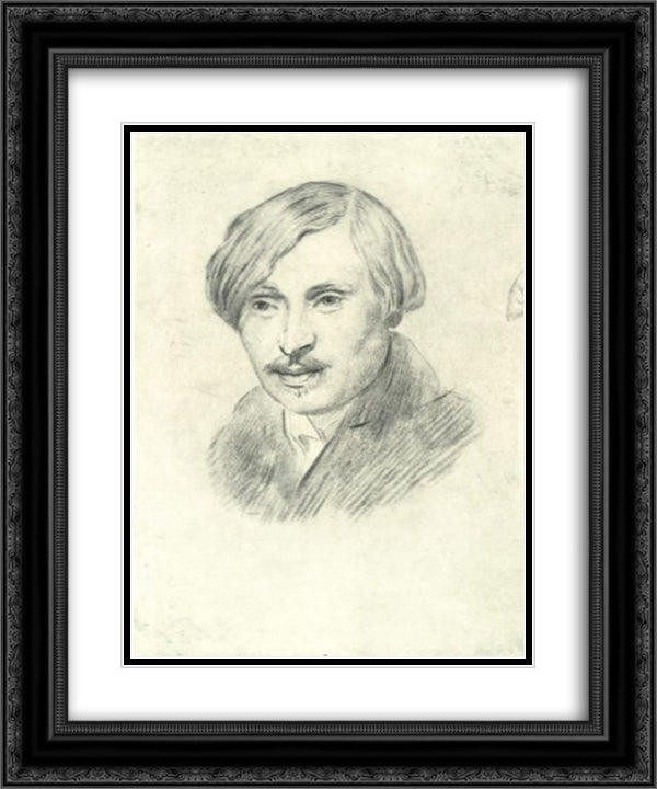 N. V. Gogol 20x24 Black Ornate Wood Framed Art Print Poster with Double Matting by Ivanov, Alexander