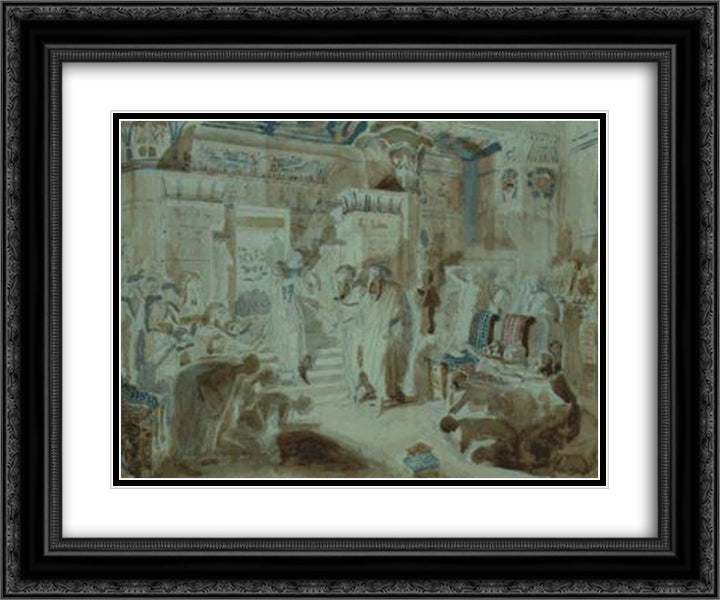 Pharaoh asked Moses to bring jewish people out of Egypt 24x20 Black Ornate Wood Framed Art Print Poster with Double Matting by Ivanov, Alexander