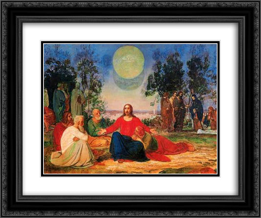 Preaching of Christ on the Mount of Olives about the second coming 24x20 Black Ornate Wood Framed Art Print Poster with Double Matting by Ivanov, Alexander