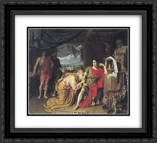 Priam asking Achilles for Hector's body 22x20 Black Ornate Wood Framed Art Print Poster with Double Matting by Ivanov, Alexander