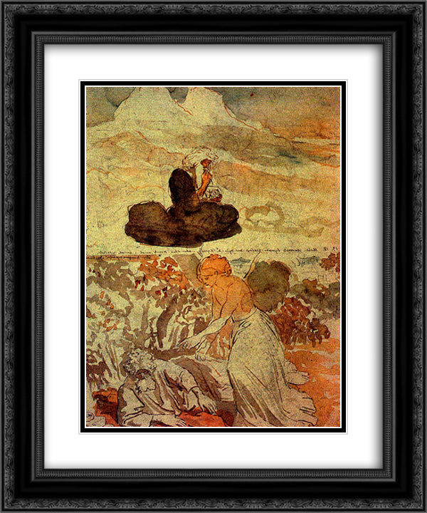 Prophet Elijah in the desert 20x24 Black Ornate Wood Framed Art Print Poster with Double Matting by Ivanov, Alexander