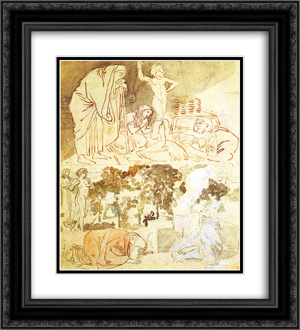 Sarah breast-feeding Isaac 20x22 Black Ornate Wood Framed Art Print Poster with Double Matting by Ivanov, Alexander