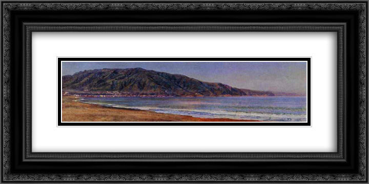 The Bay of Naples Near Castellmare 24x12 Black Ornate Wood Framed Art Print Poster with Double Matting by Ivanov, Alexander