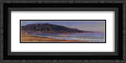 The Bay of Naples Near Castellmare 24x12 Black Ornate Wood Framed Art Print Poster with Double Matting by Ivanov, Alexander