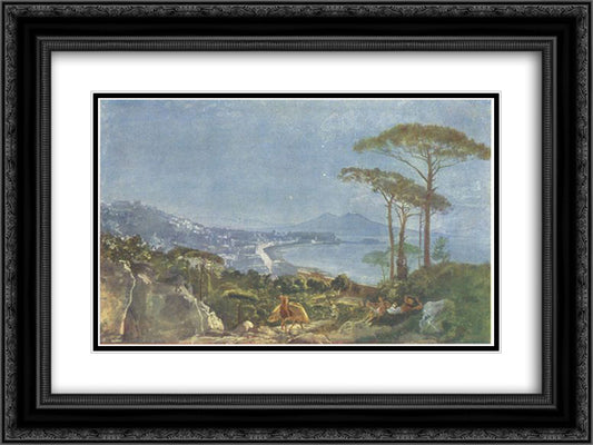 View of Naples from the road in Pozilippe 24x18 Black Ornate Wood Framed Art Print Poster with Double Matting by Ivanov, Alexander