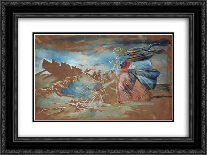 Walking on Water (Christ saves Peter began to sink) 24x18 Black Ornate Wood Framed Art Print Poster with Double Matting by Ivanov, Alexander