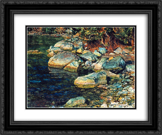 Water and stones under Palaccuolo 24x20 Black Ornate Wood Framed Art Print Poster with Double Matting by Ivanov, Alexander