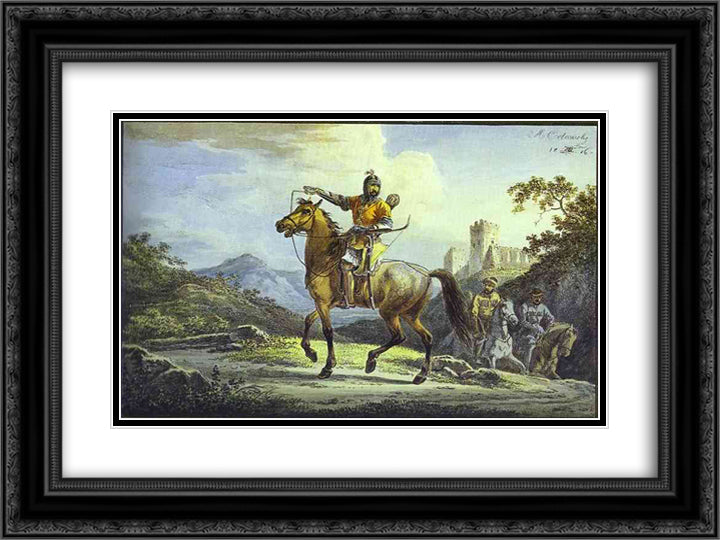 Horsemen 24x18 Black Ornate Wood Framed Art Print Poster with Double Matting by Orlowski, Alexander