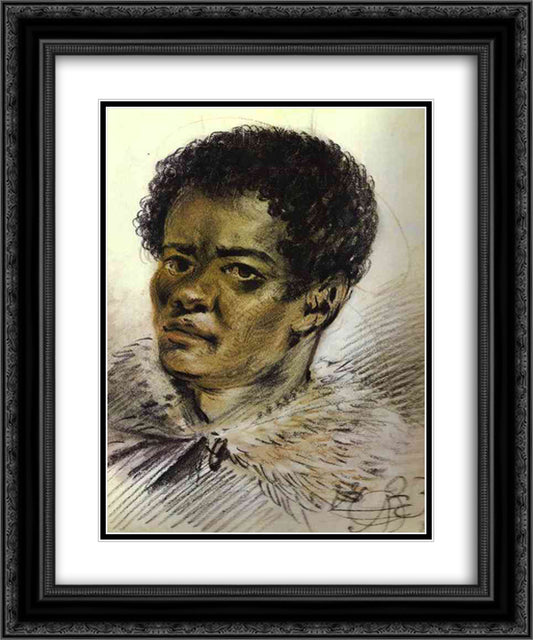 Portrait of a Negro, Orlovski's Servant 20x24 Black Ornate Wood Framed Art Print Poster with Double Matting by Orlowski, Alexander