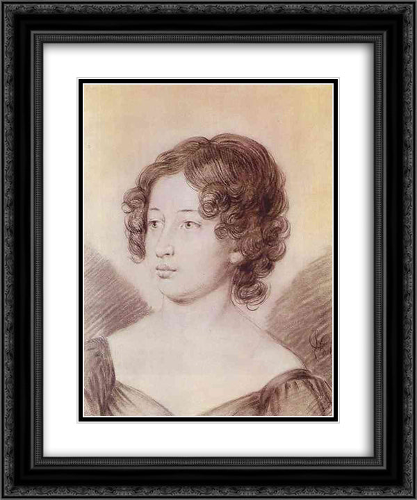 Portrait of a Woman 20x24 Black Ornate Wood Framed Art Print Poster with Double Matting by Orlowski, Alexander