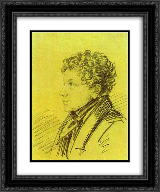 Portrait of Leo Pushkin 20x24 Black Ornate Wood Framed Art Print Poster with Double Matting by Orlowski, Alexander