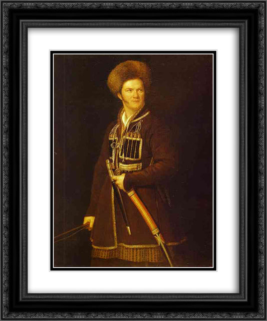 Self-portrait in a Suit of a Caucasian Warrior 20x24 Black Ornate Wood Framed Art Print Poster with Double Matting by Orlowski, Alexander