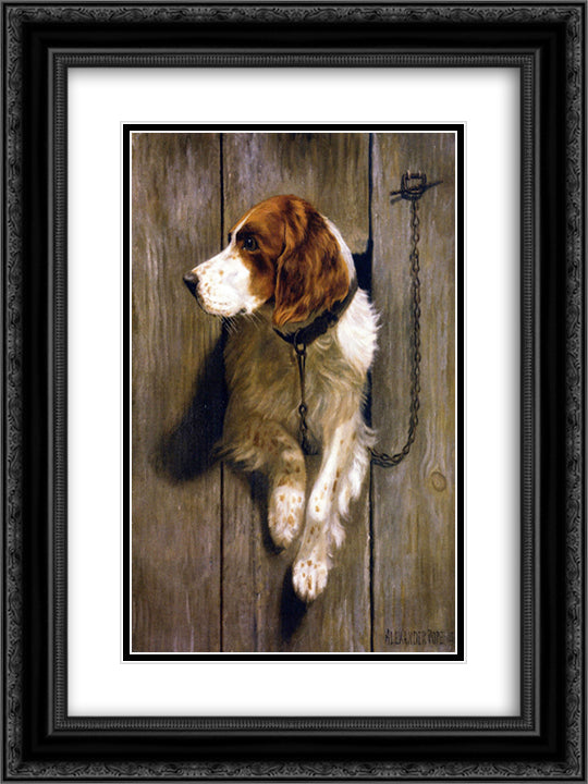 At the Kennel Door 18x24 Black Ornate Wood Framed Art Print Poster with Double Matting by Pope, Alexander