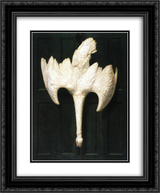 The Trumpeter Swan 20x24 Black Ornate Wood Framed Art Print Poster with Double Matting by Pope, Alexander