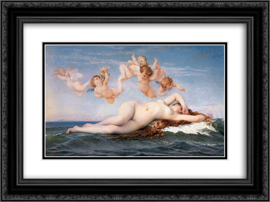 Birth of Venus 24x18 Black Ornate Wood Framed Art Print Poster with Double Matting by Cabanel, Alexandre