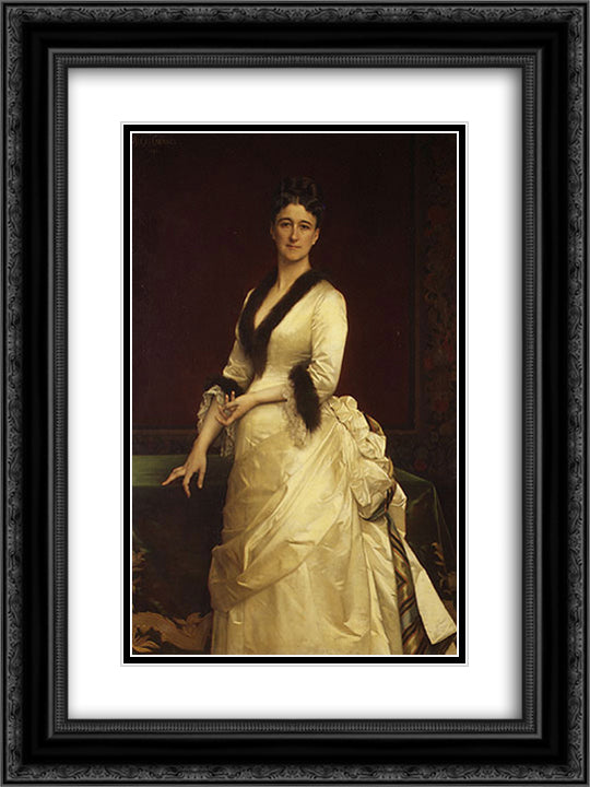 Catharine Lorillard Wolfe 18x24 Black Ornate Wood Framed Art Print Poster with Double Matting by Cabanel, Alexandre