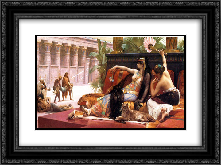 Cleopatra Testing Poisons on Those Condemned to Death 24x18 Black Ornate Wood Framed Art Print Poster with Double Matting by Cabanel, Alexandre