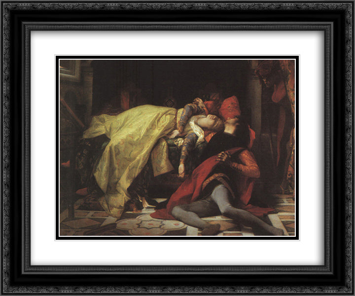 Death of Francesca da Rimini and Paolo Malatesta 24x20 Black Ornate Wood Framed Art Print Poster with Double Matting by Cabanel, Alexandre