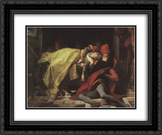 Death of Francesca da Rimini and Paolo Malatesta 24x20 Black Ornate Wood Framed Art Print Poster with Double Matting by Cabanel, Alexandre