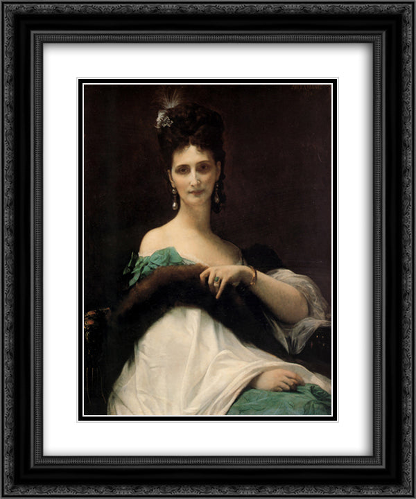 La Comtesse de Keller 20x24 Black Ornate Wood Framed Art Print Poster with Double Matting by Cabanel, Alexandre