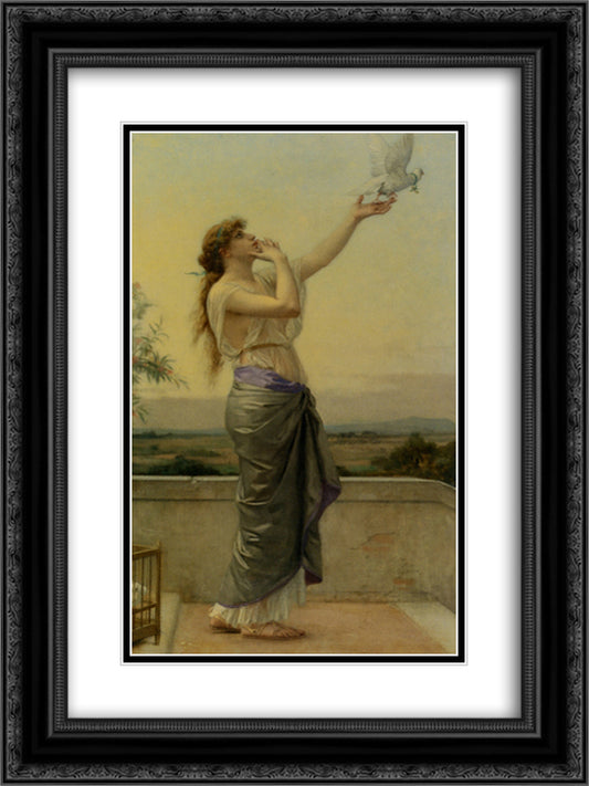 Love Messenger 18x24 Black Ornate Wood Framed Art Print Poster with Double Matting by Cabanel, Alexandre