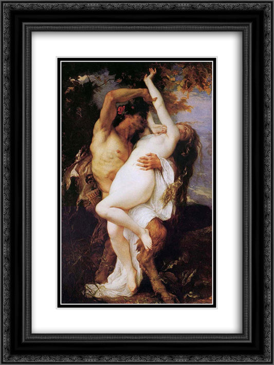 Nymph and Satyr 18x24 Black Ornate Wood Framed Art Print Poster with Double Matting by Cabanel, Alexandre