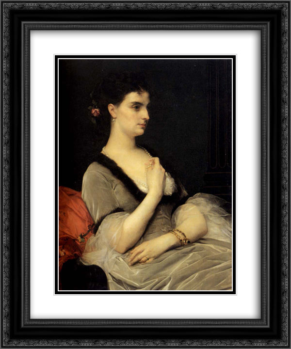 Portrait of Countess E.A. Vorontova-Dashkova 20x24 Black Ornate Wood Framed Art Print Poster with Double Matting by Cabanel, Alexandre