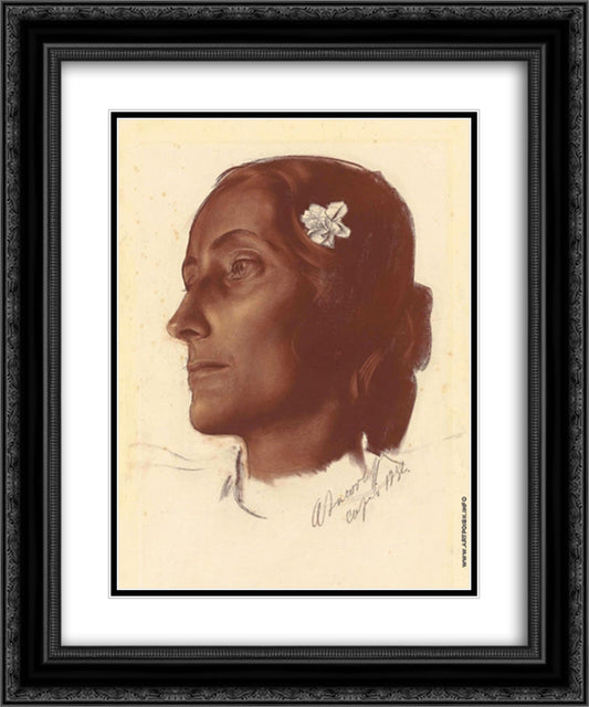 A Girl from Capri 20x24 Black Ornate Wood Framed Art Print Poster with Double Matting by Jacovleff, Alexandre