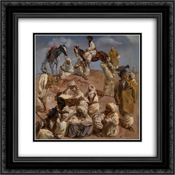 Afgans 20x20 Black Ornate Wood Framed Art Print Poster with Double Matting by Jacovleff, Alexandre