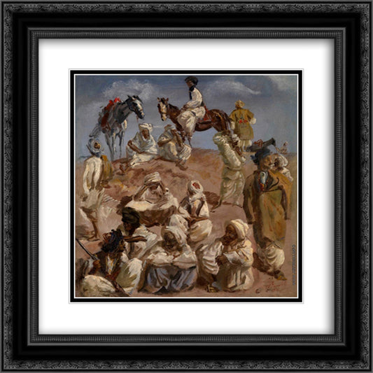 Afgans 20x20 Black Ornate Wood Framed Art Print Poster with Double Matting by Jacovleff, Alexandre