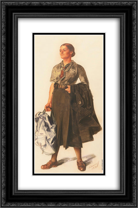 Anita Lopez in the form of scout 16x24 Black Ornate Wood Framed Art Print Poster with Double Matting by Jacovleff, Alexandre