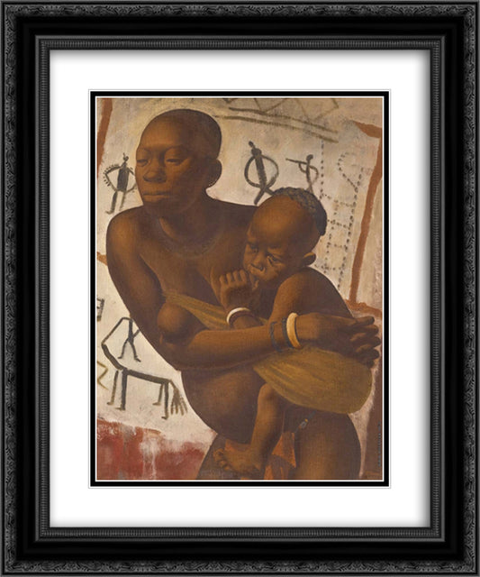 Banda Woman with a Child 20x24 Black Ornate Wood Framed Art Print Poster with Double Matting by Jacovleff, Alexandre