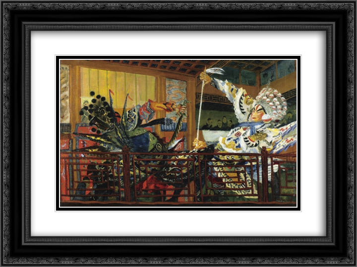 Battle of the Warriors 24x18 Black Ornate Wood Framed Art Print Poster with Double Matting by Jacovleff, Alexandre