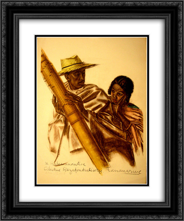 Dessins Et Peintures D'afrique Executes Au Cours De L'expedition Citroen Centre Afrique 20x24 Black Ornate Wood Framed Art Print Poster with Double Matting by Jacovleff, Alexandre